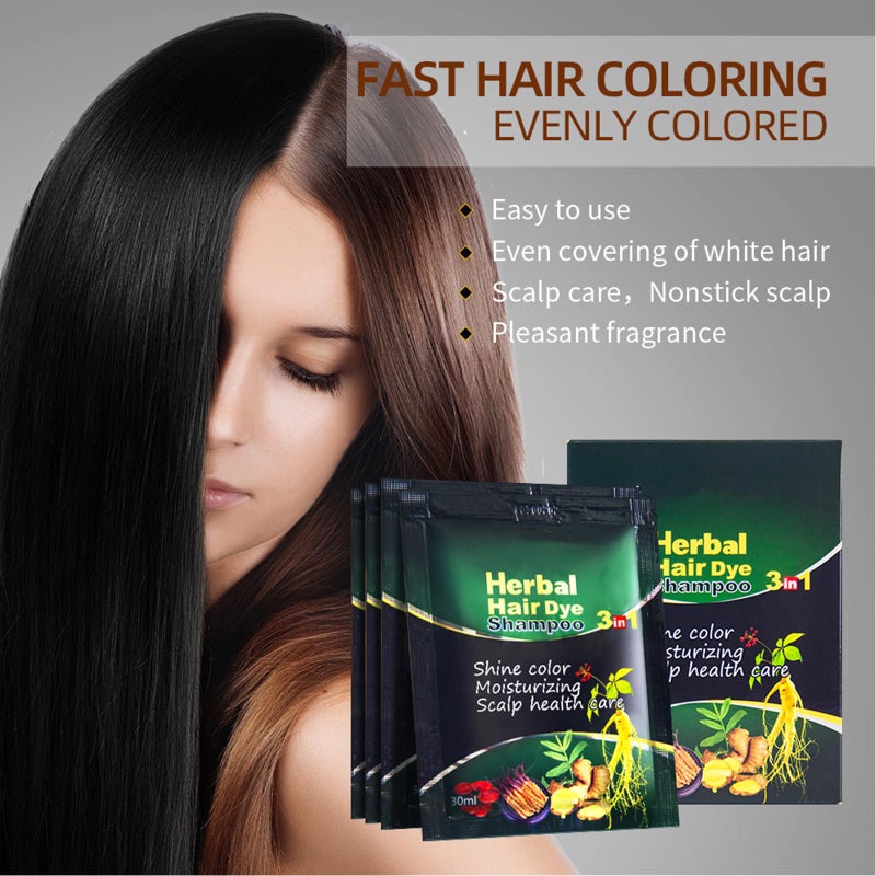 HUDABABY Dark Brown Hair Dye Shampoo 3 in 1 for Women/Men Hair Color, Herbal Natural Dye Cover Gray Grey Coverage Permanent Instant | Easy to Use | Travel Size (Dark Brown) - Image 3